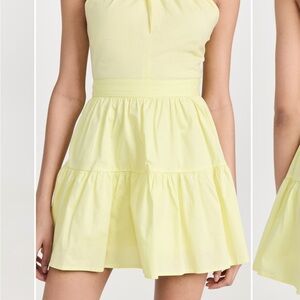 NWT Staud Sea Mini Skirt in Sunray Yellow Cotton Side Zipper Size 8